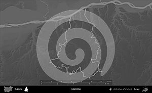 Glavinitsa outlined, Bulgaria. Grayscale