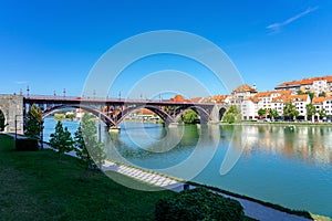 Glavni old most in Maribor with a beautiful view of the old town end lent district summer day