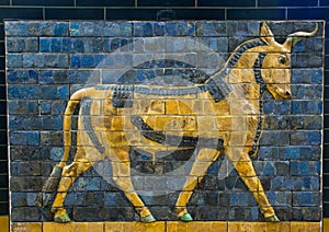 Glazed brick bull from the procession street, Babylon