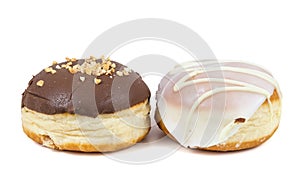 Glazed and chocolate donuts