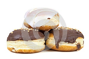 Glazed and chocolate donuts