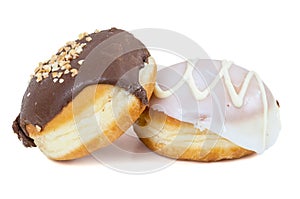 Glazed and chocolate donuts