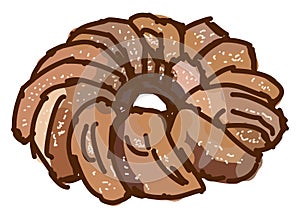 Glazed cruller, illustration, vector