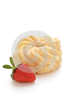 Glazed cruller with strawberry