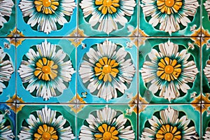 glazed decorative ceramic tiles with floral design