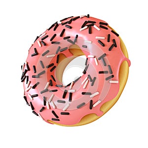 Glazed donut or doughnut with sprinkles 3d rendering
