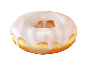 Glazed donut or doughnut with white frosting 3d rendering
