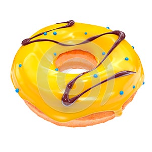 Glazed donut with sprinkles on a white background front view