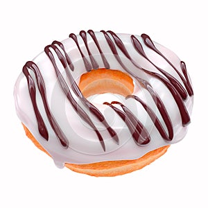 Glazed donut with sprinkles on a white background front view