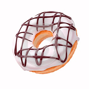 Glazed donut with sprinkles on a white background rotated in three quarters