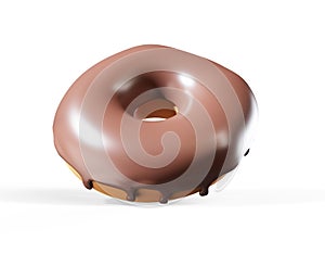 Glazed donut with sprinkles on a white background rotated in three quarters 3d render