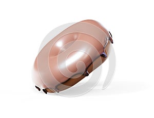 Glazed donut with sprinkles on a white background rotated in three quarters 3d render