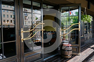 Glazed entrance to the luxurious restaurant