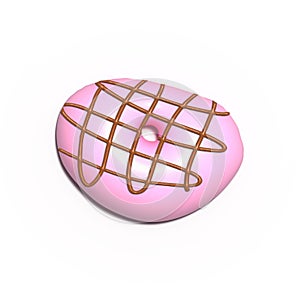 Glazed Pink Donut 3d rendered realistic design set of elements. Sweet food, donuts with sprinkle