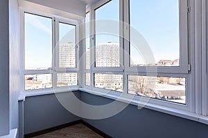 Glazed plastic balcony windows after renovation