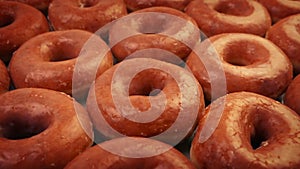 Glazed Ring Donuts Moving Shot