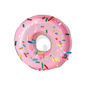 Glazed ring doughnut from multicolored paints. Splash of watercolor, colored drawing, realistic