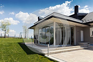 Glazed terrace in the countryside photo