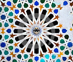 Glazed tiles, azulejos, Alhambra palace in Granada, Spain photo