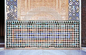 Glazed tiles, azulejos, Alhambra palace in Granada, Spain photo