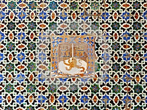 Glazed tiles, azulejos, Palace of Casa de Pilatos, Seville, Spain photo