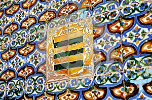 Glazed tiles, Palace of Casa de Pilatos, Seville, Spain photo