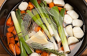 Glazed vegetables leek carrot cooking