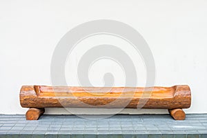 Glazed wood carved log bench