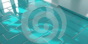 Gleaming Floor Tiles in Bright Turquoise