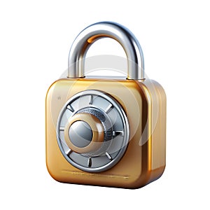 Golden Combination Lock on Black Background