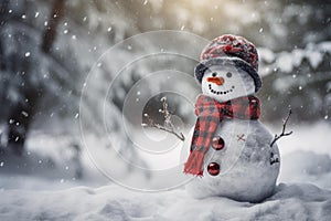 Gleaming Happy snowman. Generate Ai