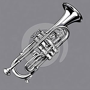 A gleaming silver trumpet, its brass bell catching the light and reflecting the passion of its player