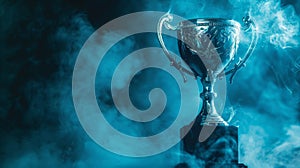 The gleaming winners trophy. AI generated
