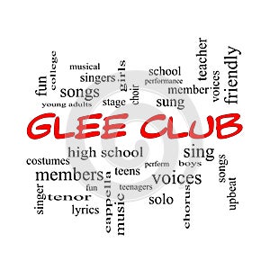 Glee Club Word Cloud Concept in red caps