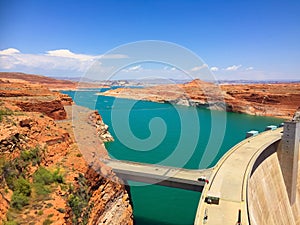 Glen Canyon Dam on the Colorado River and Lake Powell in Arizona, United States