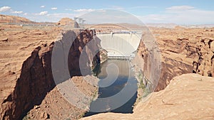 Glen Canyon Dam at the Colorado River Lake Powell section in Arizona, USA.