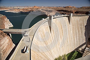 Glen Canyon Dam and Lake Powell from the Carl Hayden Visitor Centre Page Arizona