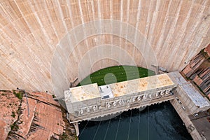 The Glen Canyon Dam with Lake Powell near Page, Arizona