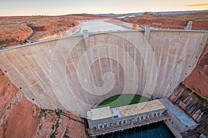 The Glen Canyon Dam with Lake Powell near Page, Arizona