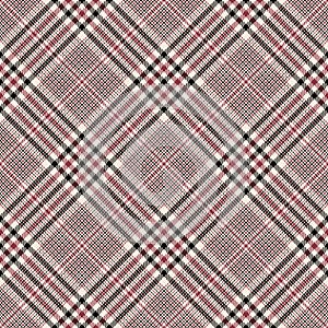 Glen check pattern in black, red, white. Seamless hounds tooth tweed tartan plaid for skirt, tablecloth, blanket, throw.