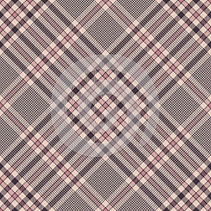 Glen check plaid pattern in grey and pink. Seamless hounds tooth vector tweed tartan plaid background texture for jacket, skirt.