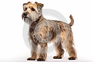 Glen Of Imaal Terrier Dog Stands On A White Background
