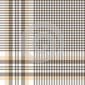 Glen pattern in brown, yellow, white. Seamless tweed check plaid for tablecloth, blanket, throw.