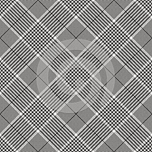 Glen pattern. Seamless diagonal hounds tooth tweed check plaid background texture in black and white.