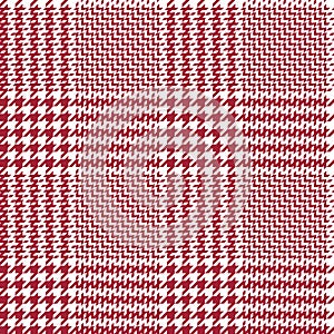 Glen plaid abstract pattern in red and white. Seamless bright hounds tooth vector plaid background texture for jacket, skirt.