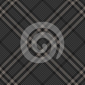 Glen plaid pattern in dark grey. Houndstooth seamless check plaid graphic background vector for dress, skirt, blanket, throw.