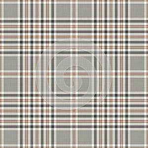 Glen plaid pattern in grey and beige. Seamless hounds tooth vector tweed tartan plaid background texture for skirt, blanket.