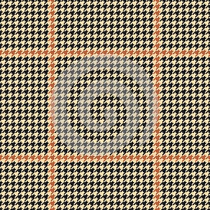 Glen plaid pattern. Seamless hounds tooth vector tweed background texture in brown  orange  beige for jacket  skirt.