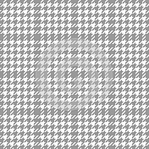 Glen plaid pattern texture in grey and white. Seamless hounds tooth checked background vector for coat, skirt, jacket, dress.