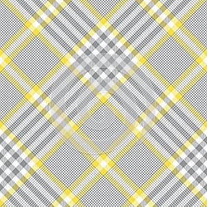 Glen plaid pattern texture in grey, yellow, white. Tweed checked plaid background for jacket, coat, skirt, blanket, duvet cover.